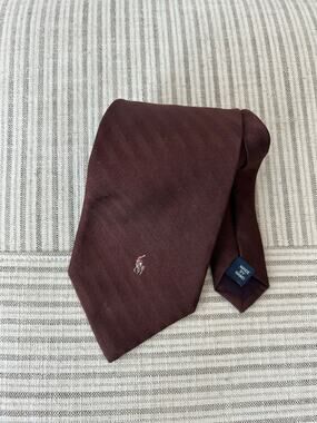 Polo Ralph Lauren 100% Silk Handmade Chocolate Brown wide classic tie